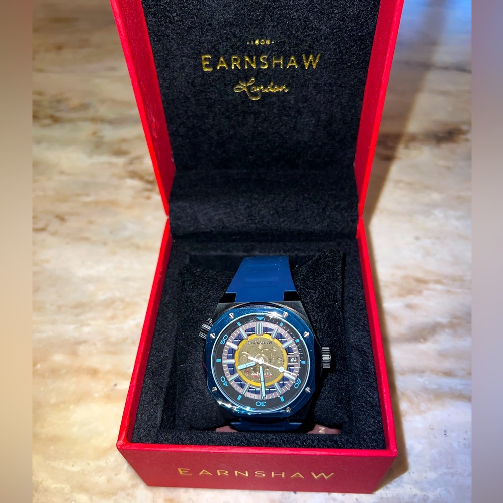 Earnshaw Bessemer Compressor Automatic Metallic Blue Mans Watch - Brand New